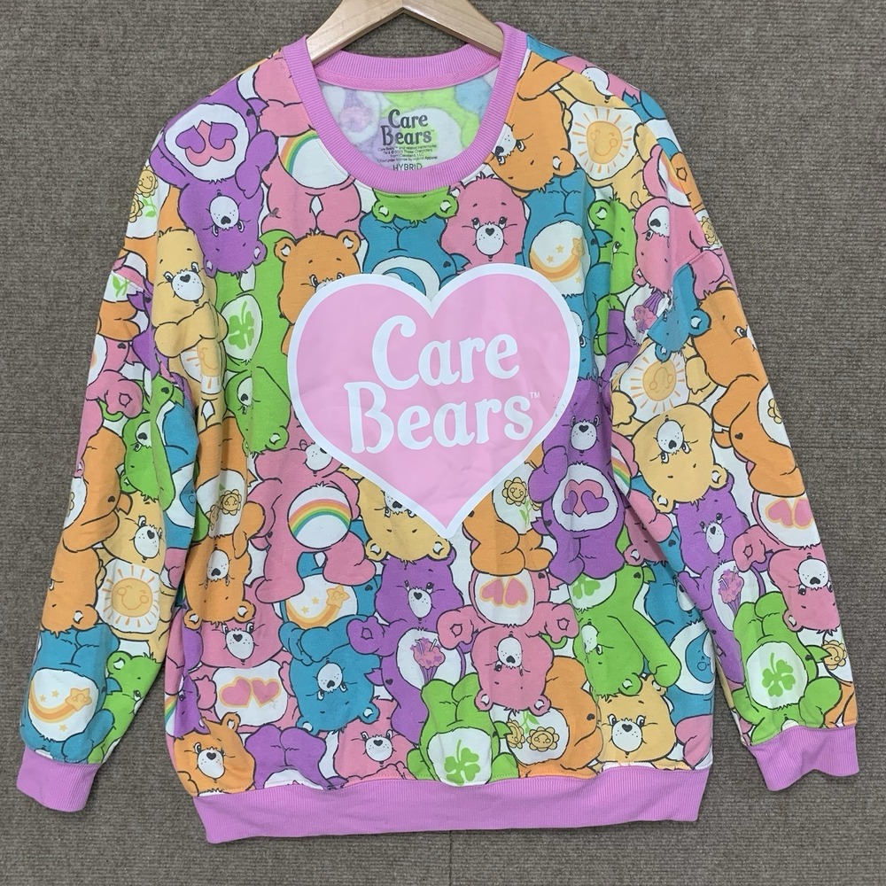 CARE BEARS Hybrid Apparel Multicolor Sweatshirt Women's Size L Kidcore EUC